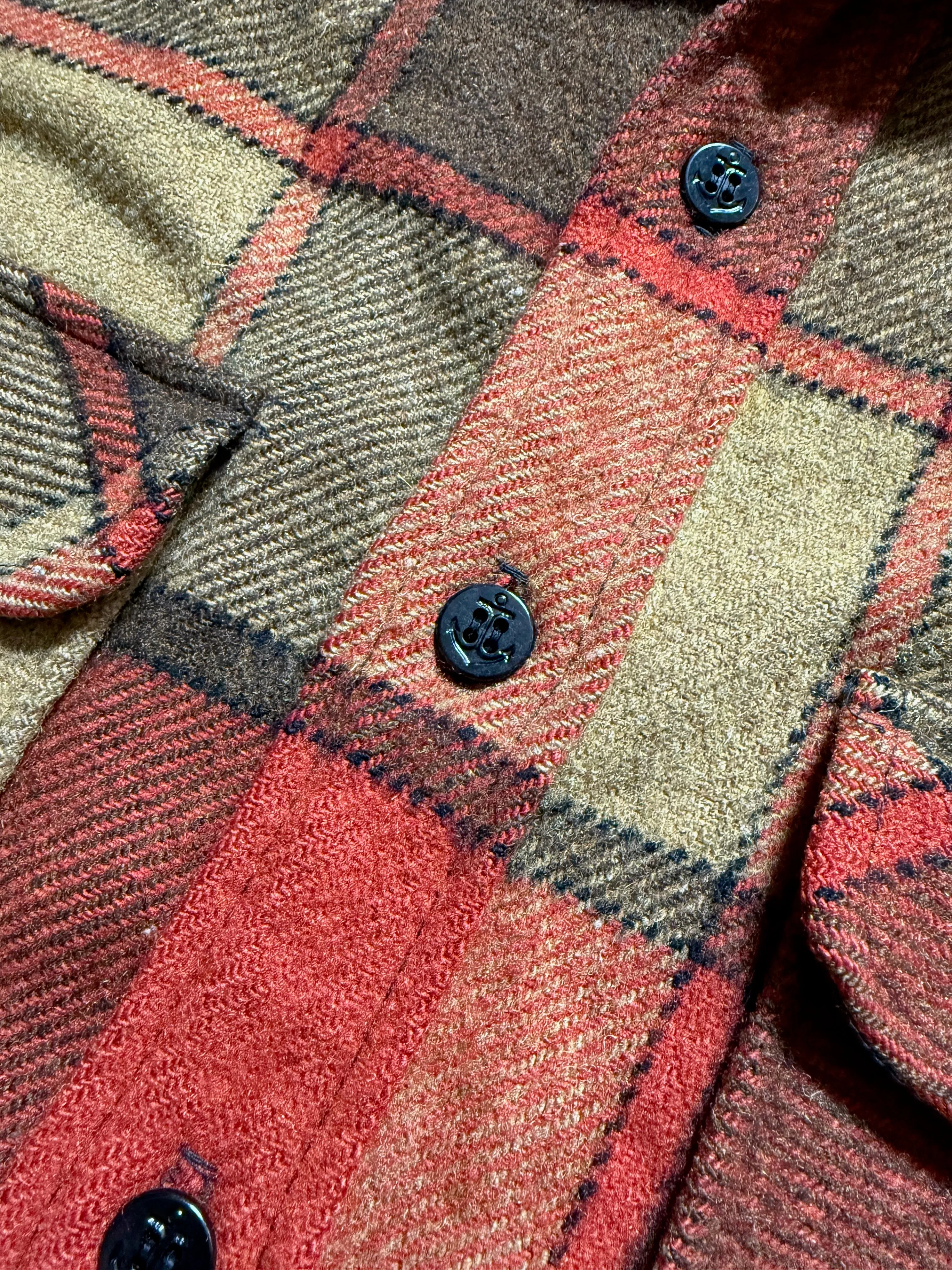 1970s Orange Plaid CPO Shirt