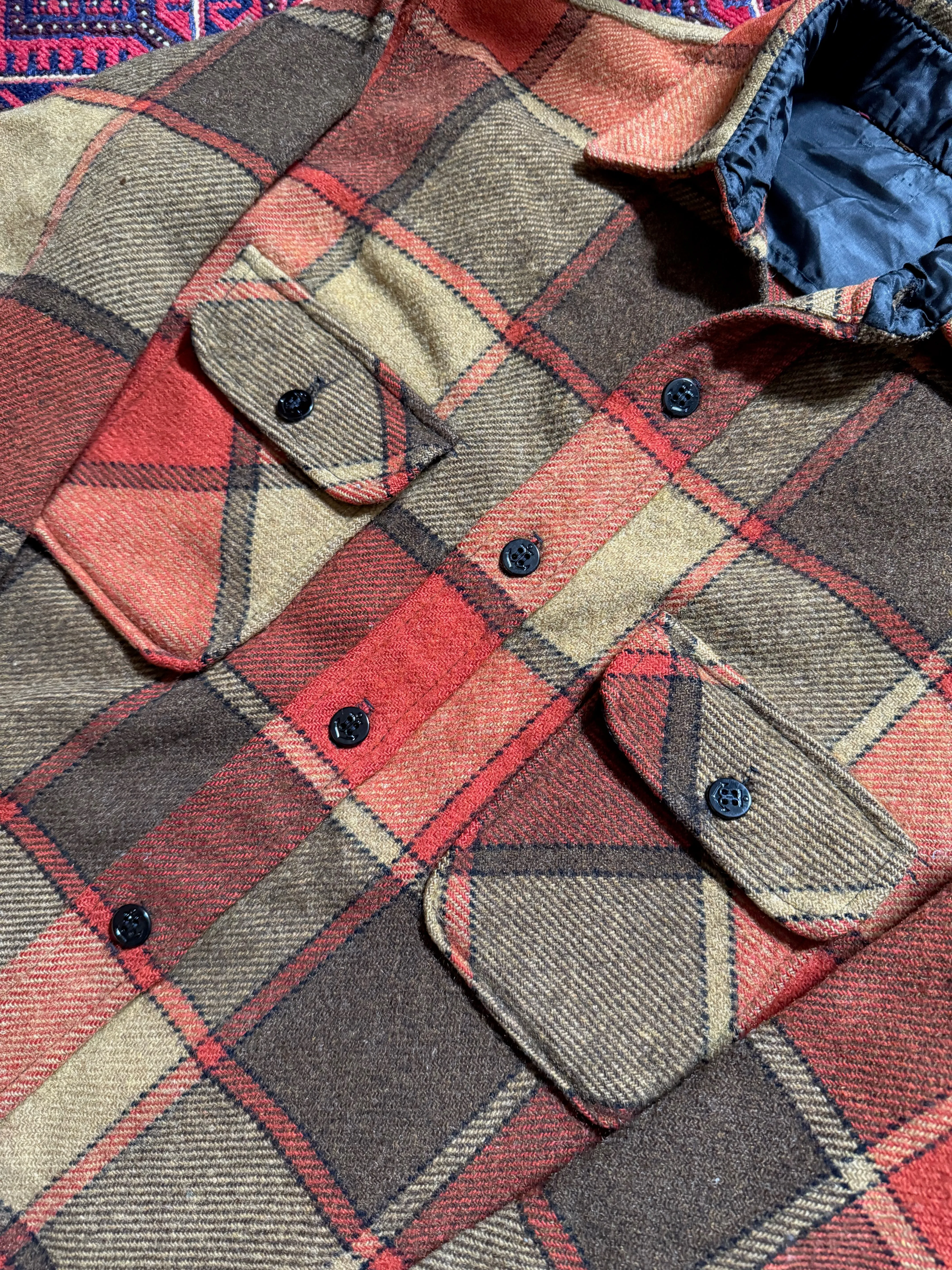 1970s Orange Plaid CPO Shirt