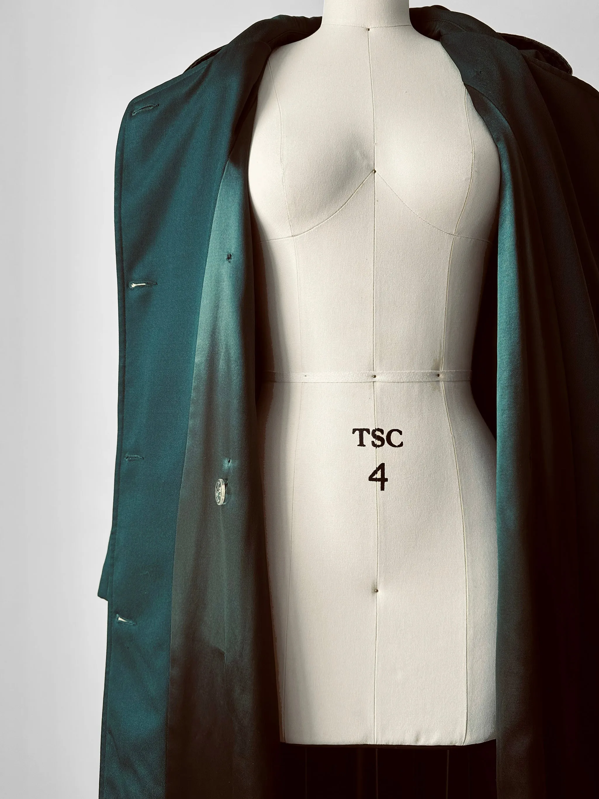 1980s Green Belted Wool Double Breasted Coat - Sz. S/M