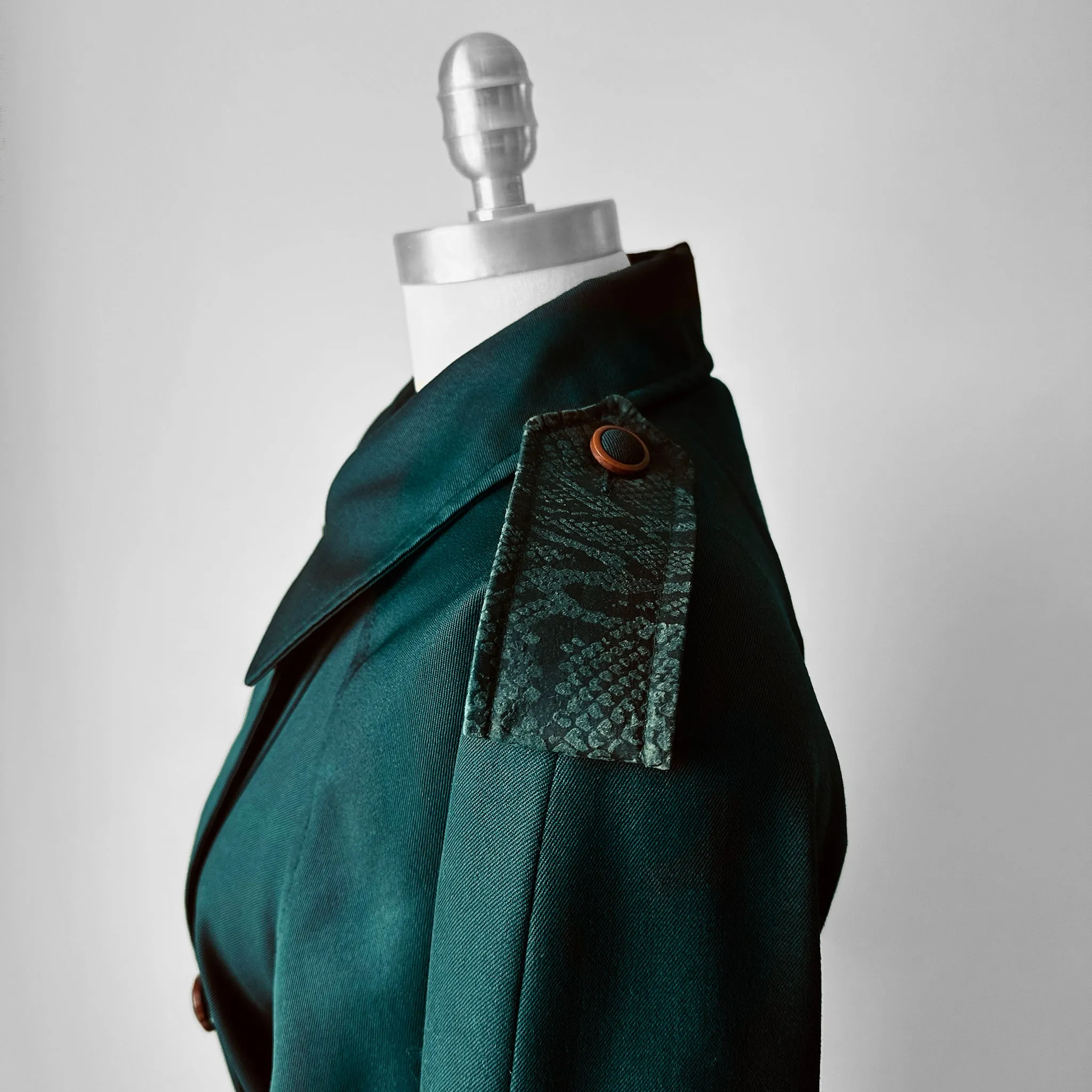 1980s Green Belted Wool Double Breasted Coat - Sz. S/M