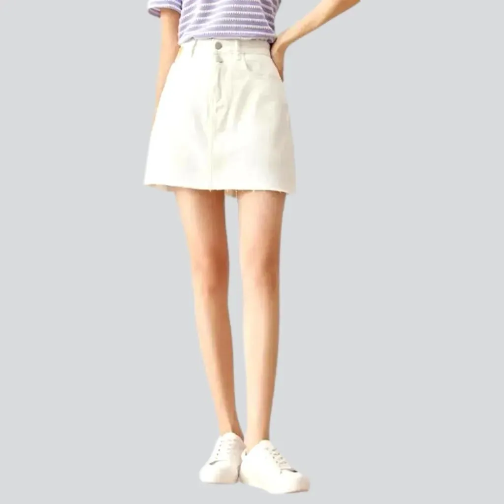 90s raw-hem jean skirt
 for women