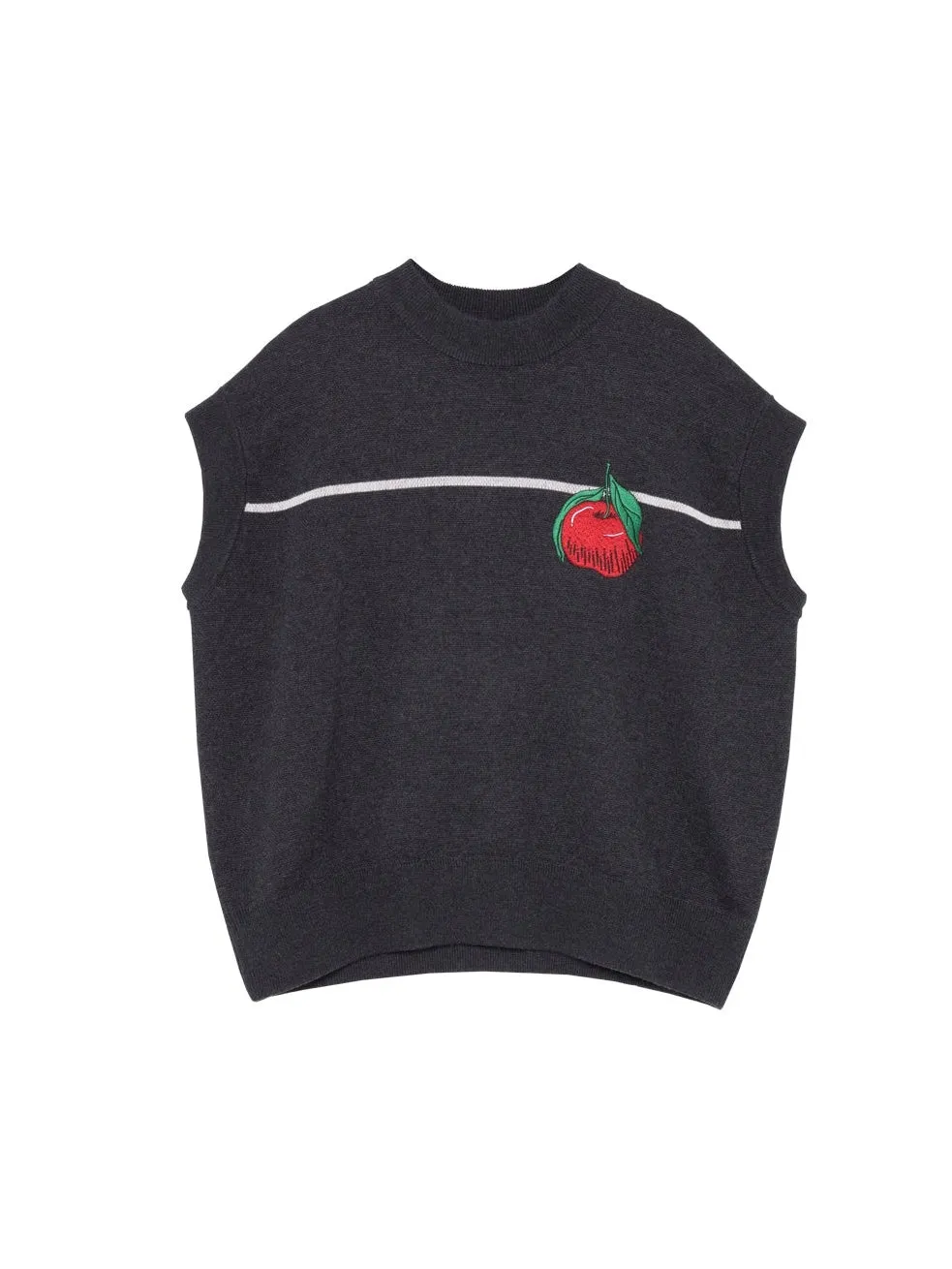 Apple Embroidery Loose Knitted Vest