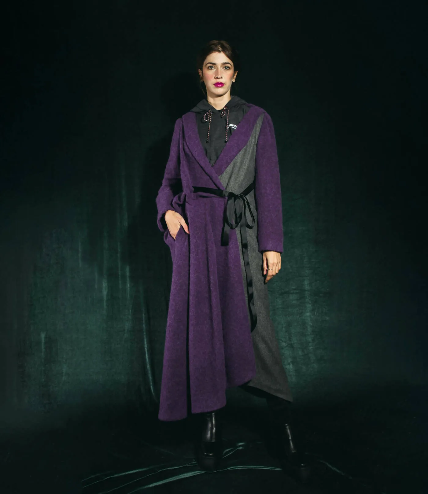 Asymmetric wool coat