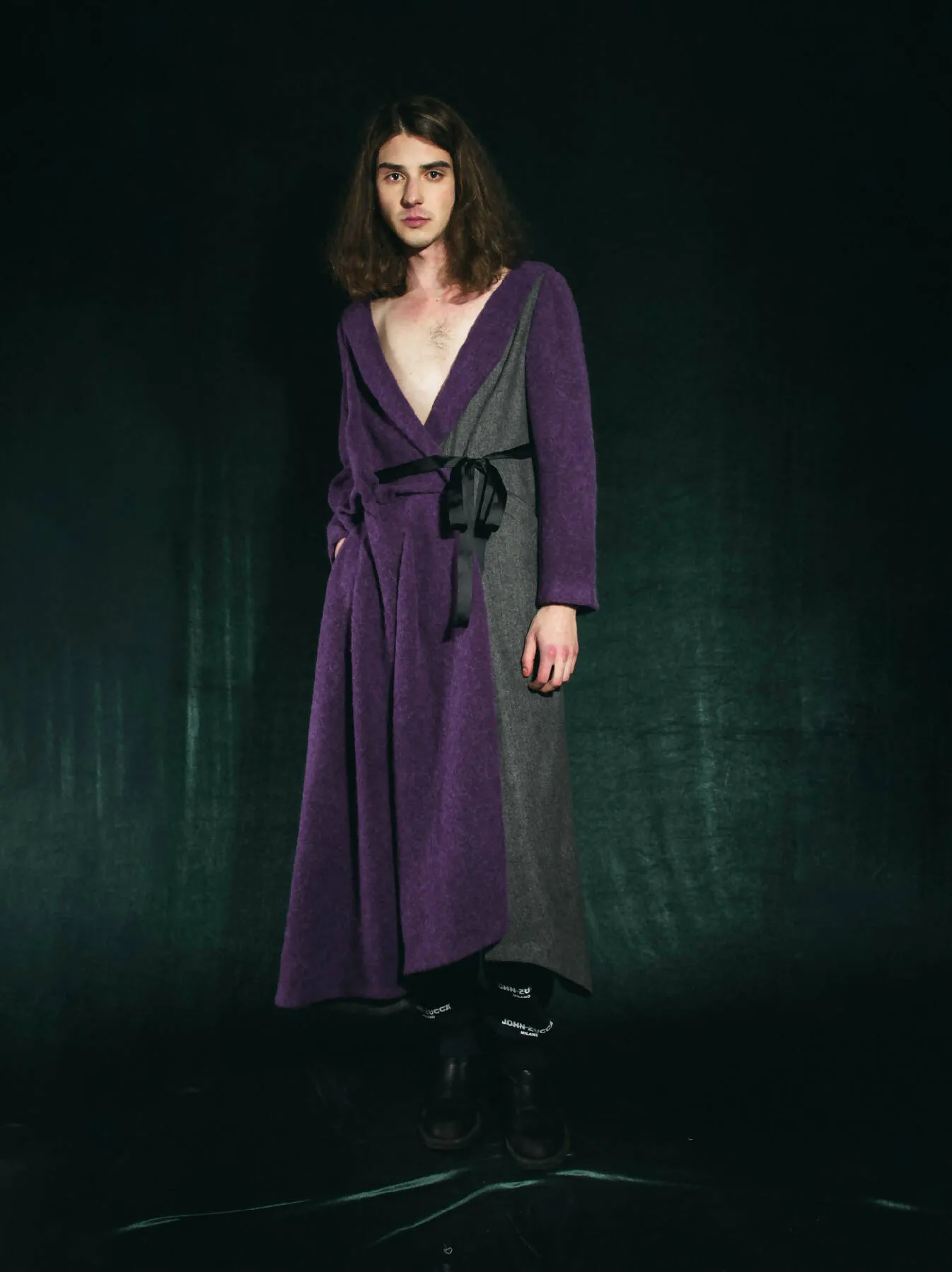 Asymmetric wool coat