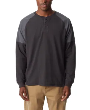 Bass Outdoor Mens Thermal Raglan Sleeve Henley Long Sleeve Shirt Grey Medium