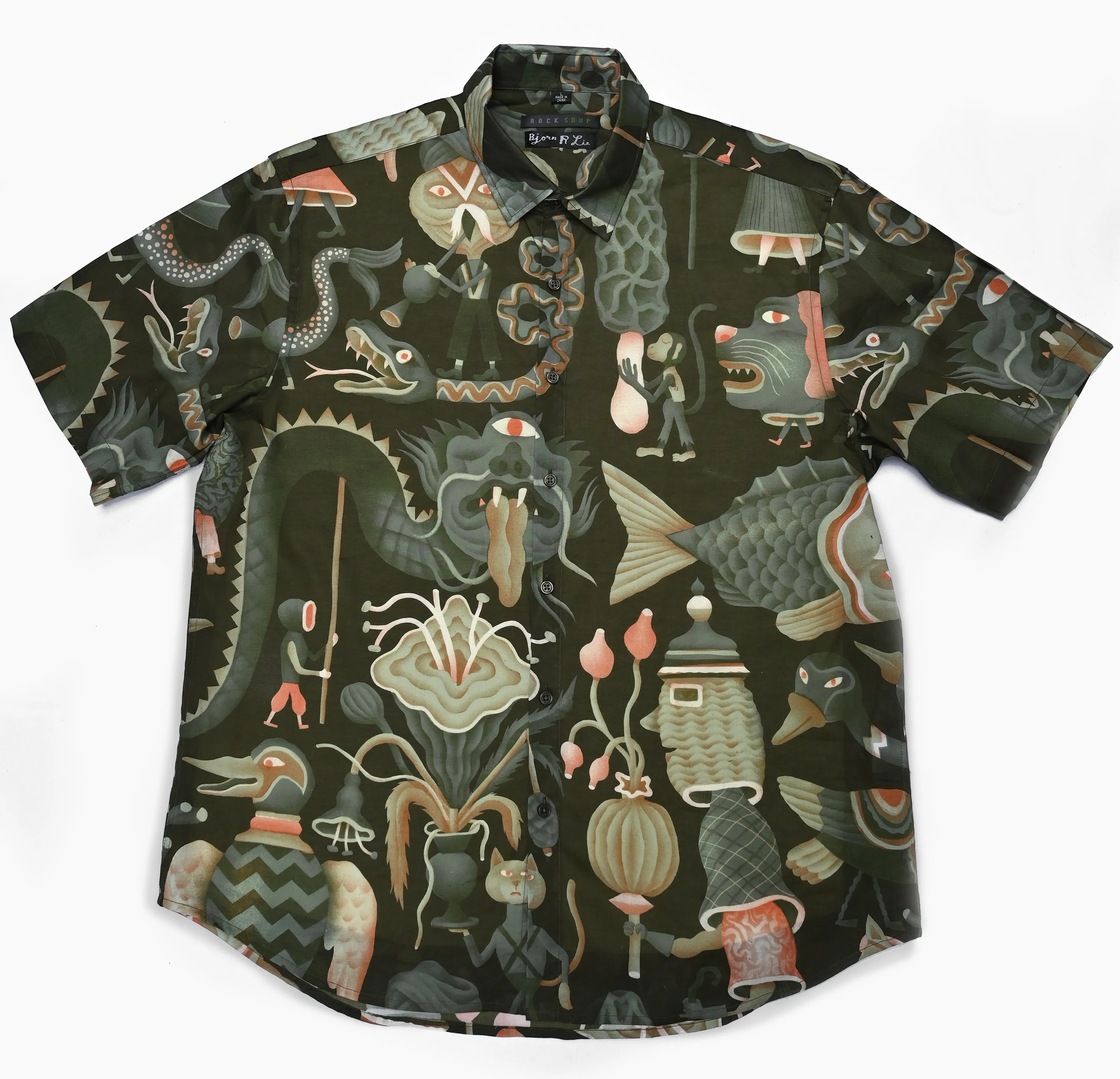 Bjorn R Lie 'Pagan Parade' Shirt | Dk Green
