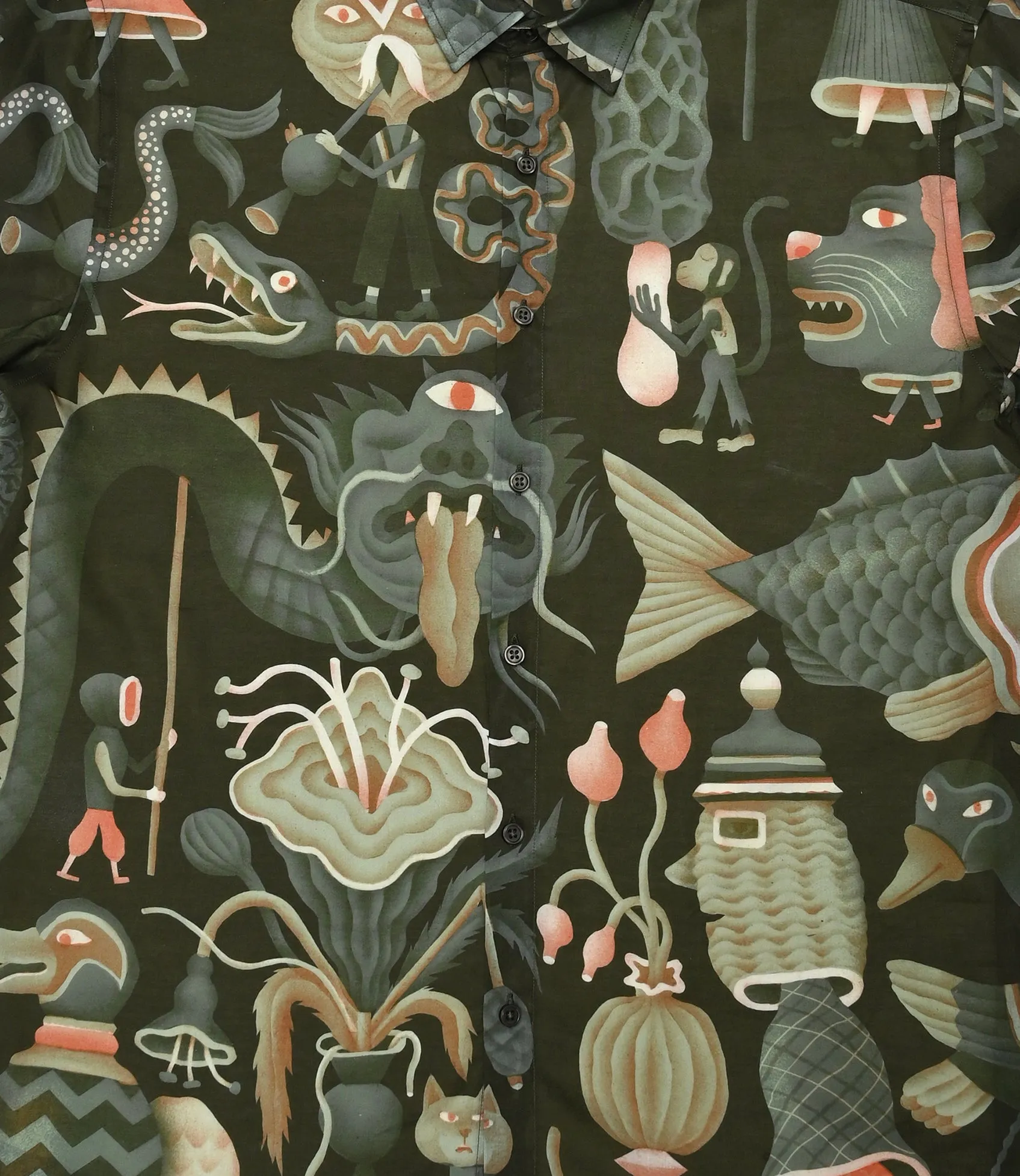 Bjorn R Lie 'Pagan Parade' Shirt | Dk Green
