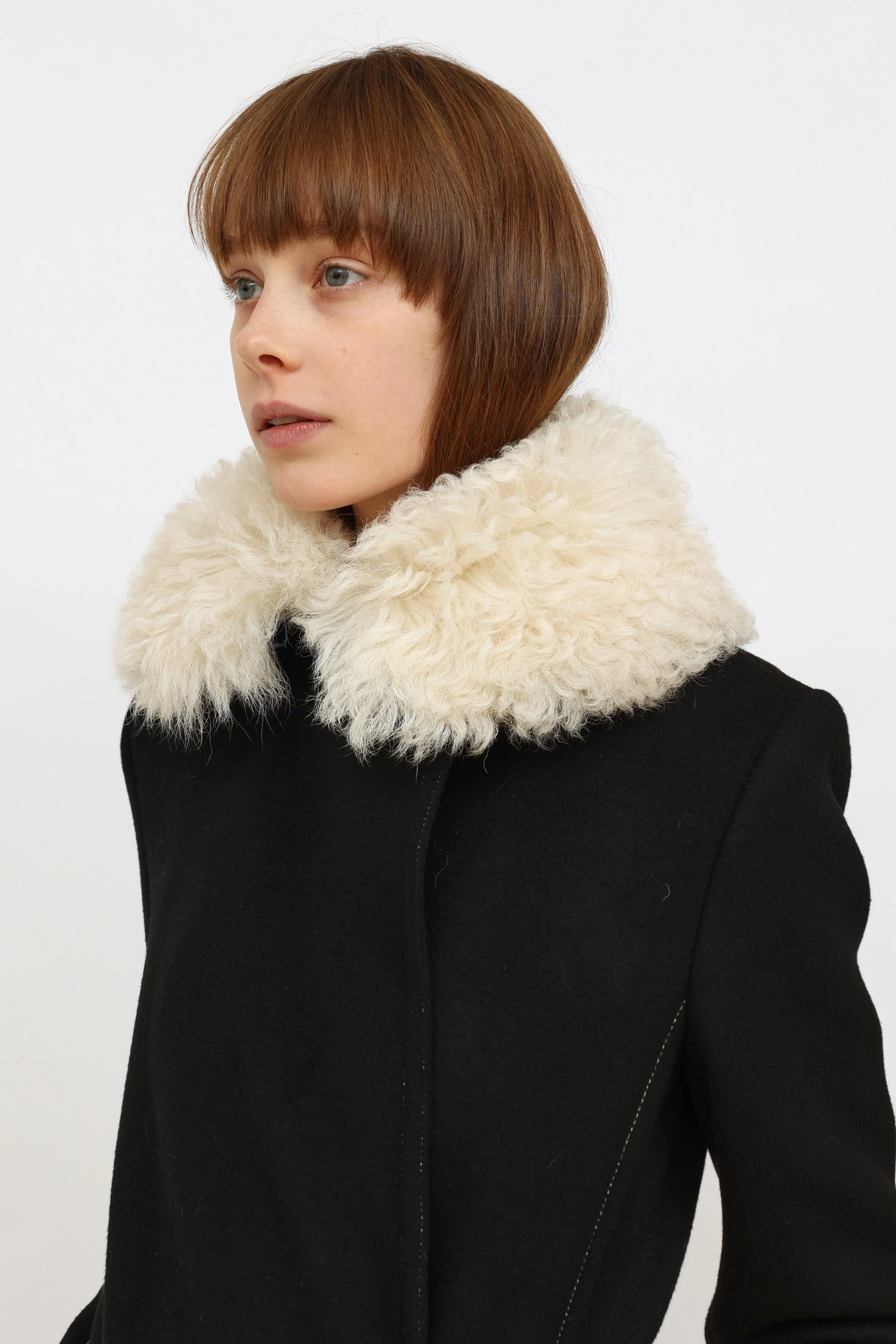 Black Wool Shearling Coat