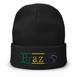 Brazil Gift :Embroidered Brazil Beanie