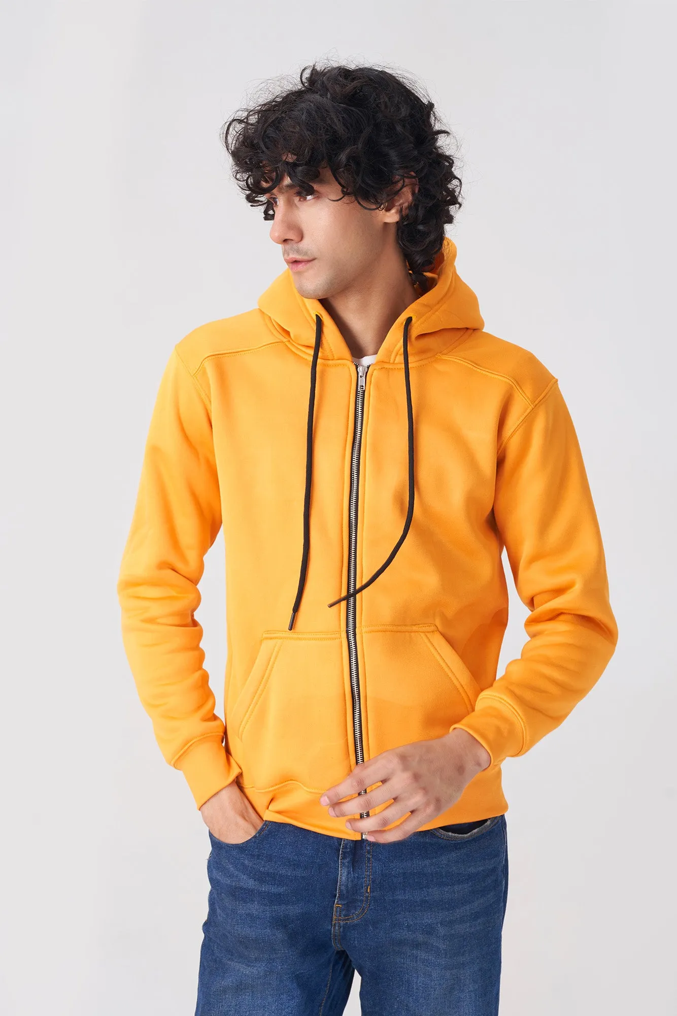 Bright Yellow Zip-Up Hoodie for Men and Women