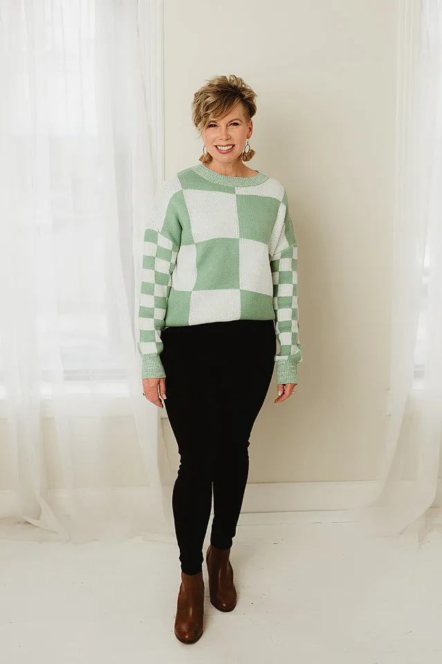 Checker Drop Shoulder Sweater