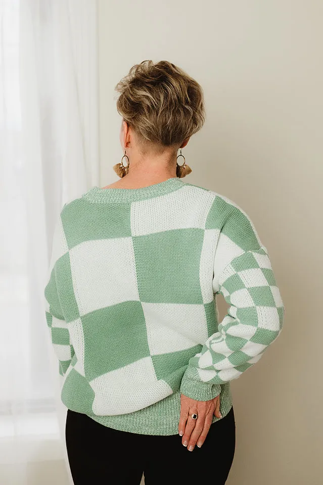 Checker Drop Shoulder Sweater