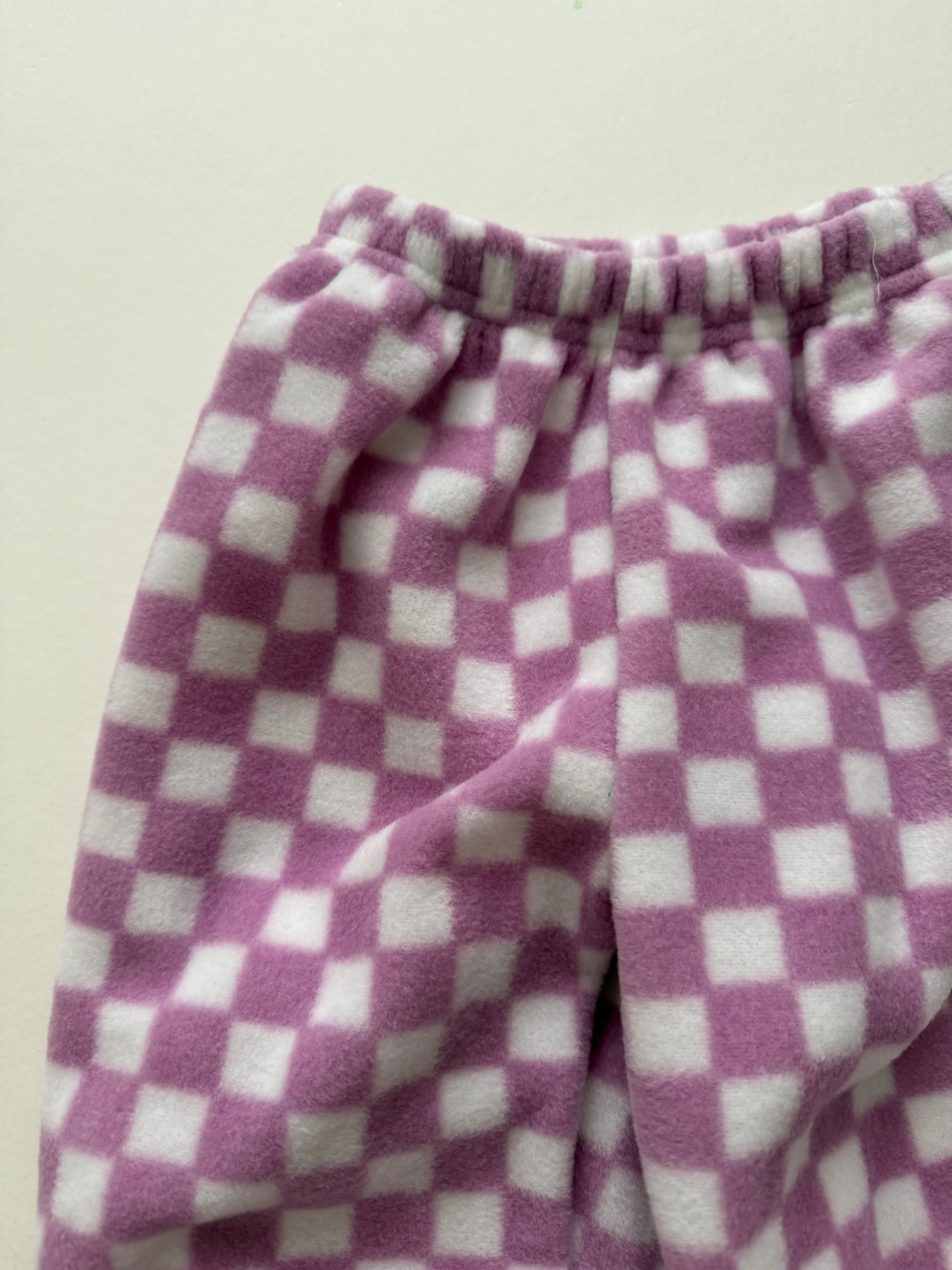 Checkered Fleece Joggers | Purple