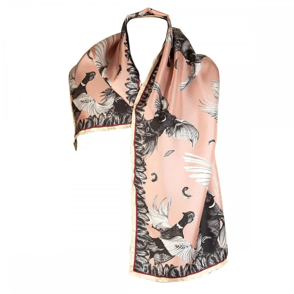 Clare Haggas Ladies Narrow Silk Turfwar Monochrome Scarf