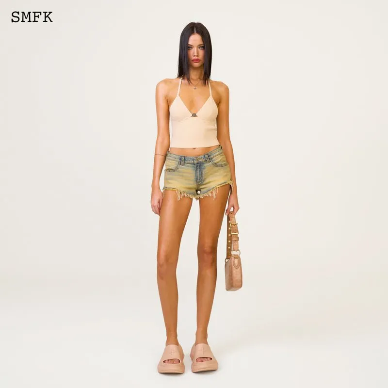 Compass Cross Knitted Halter-Neck Top Nude
