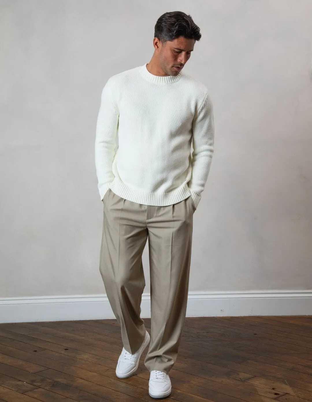 Ecru Knitted Crewneck