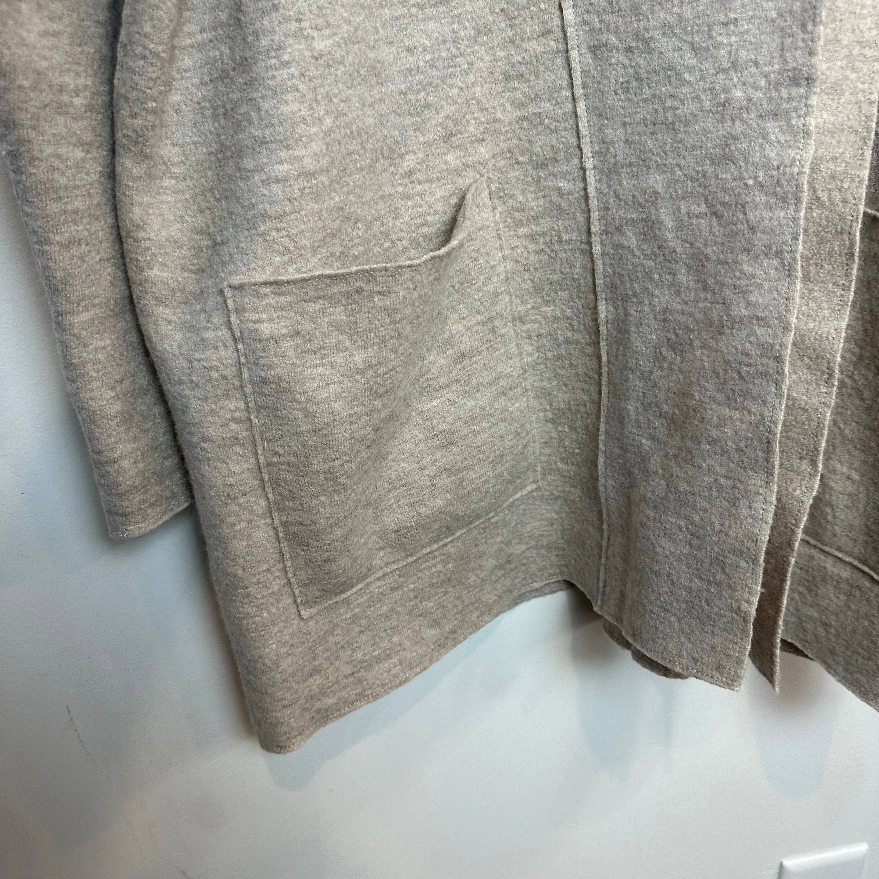 Eileen Fisher The Icons The Kimono Jacket Cardigan Sweater Open Front Beige Wool Small