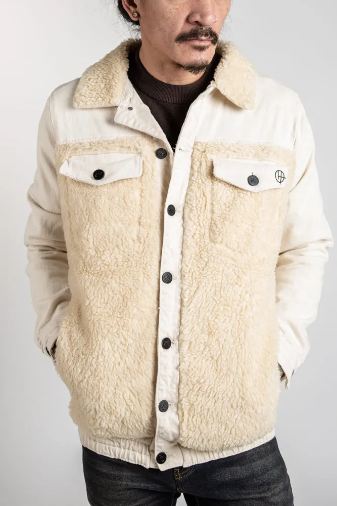 Furry Denim Jacket - Cream