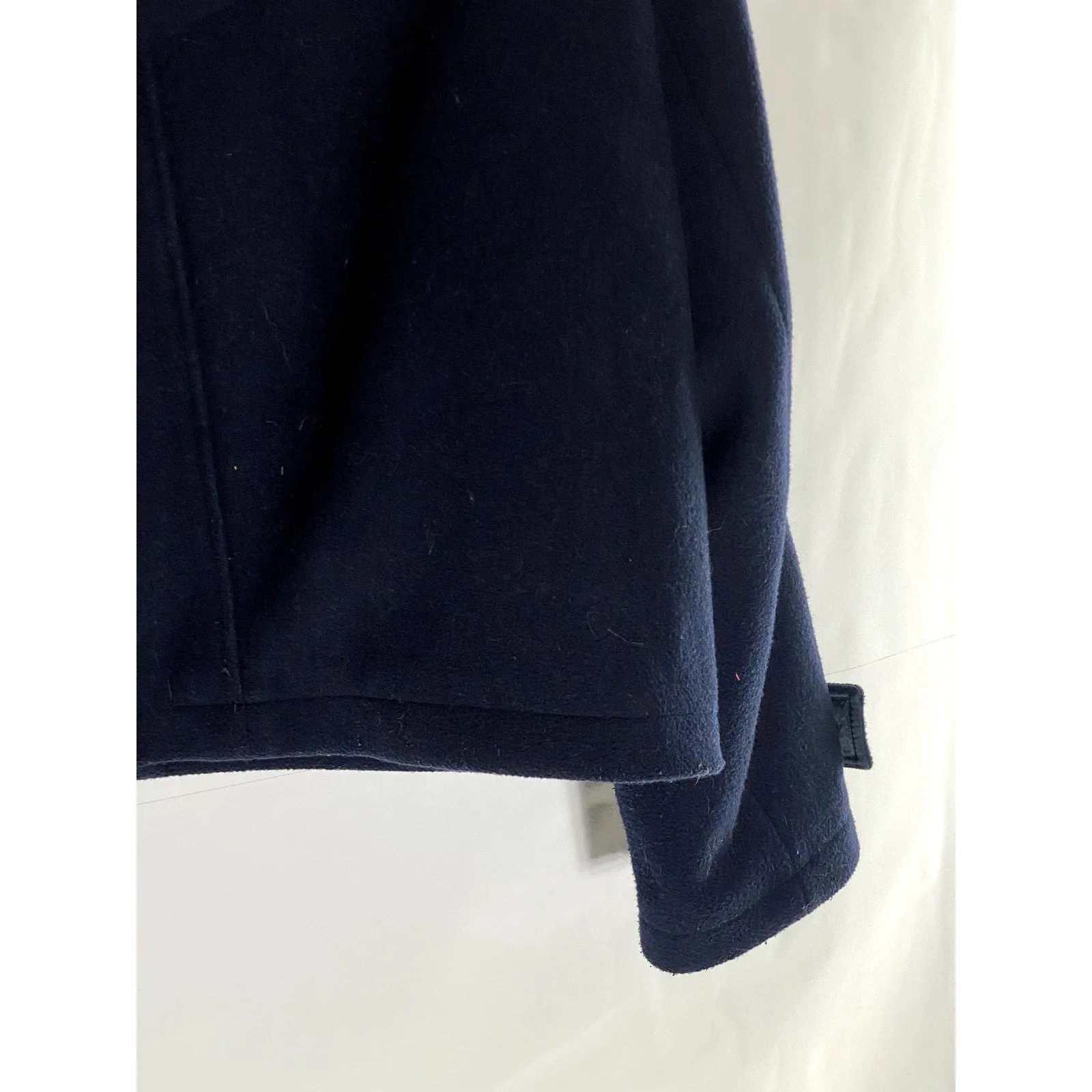 GAP Women's Petite Midnight Navy Wool-Blend Toggle Three-Button Hooded Coat SZ M
