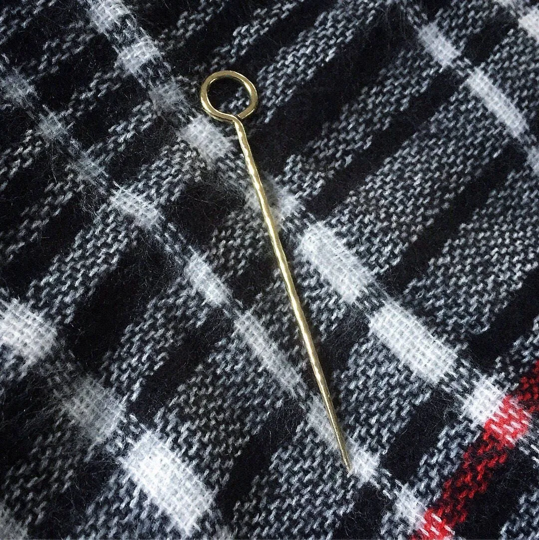 Individual brass handcrafted shawl pin, textured shawl pin, cloak pin, womens gifts, kilt pin, scarf ring, winter fashion, blanket scarf pin