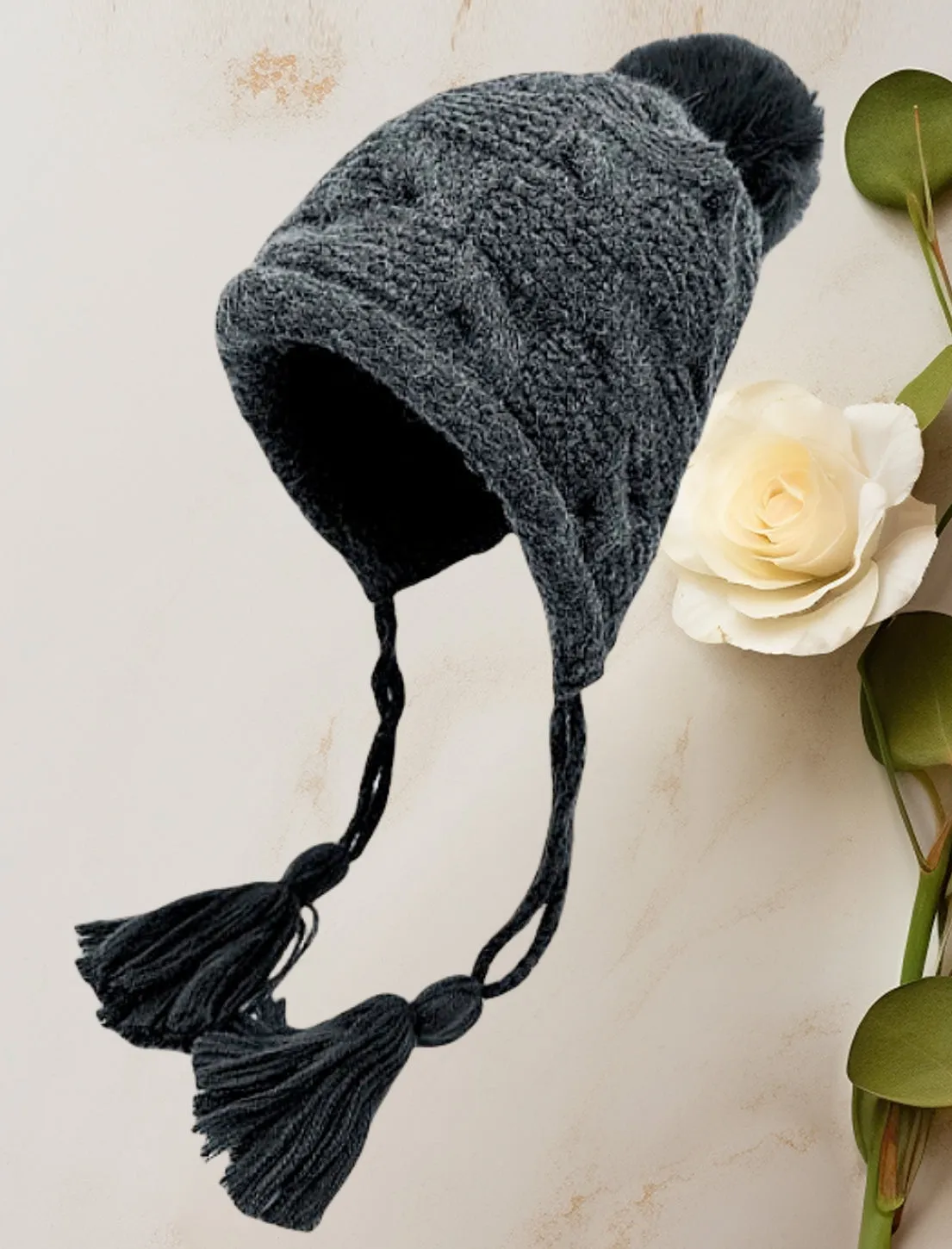 JCH903345 Chic Knitted Cozy Stylish Pom-Pom Tassel Hat