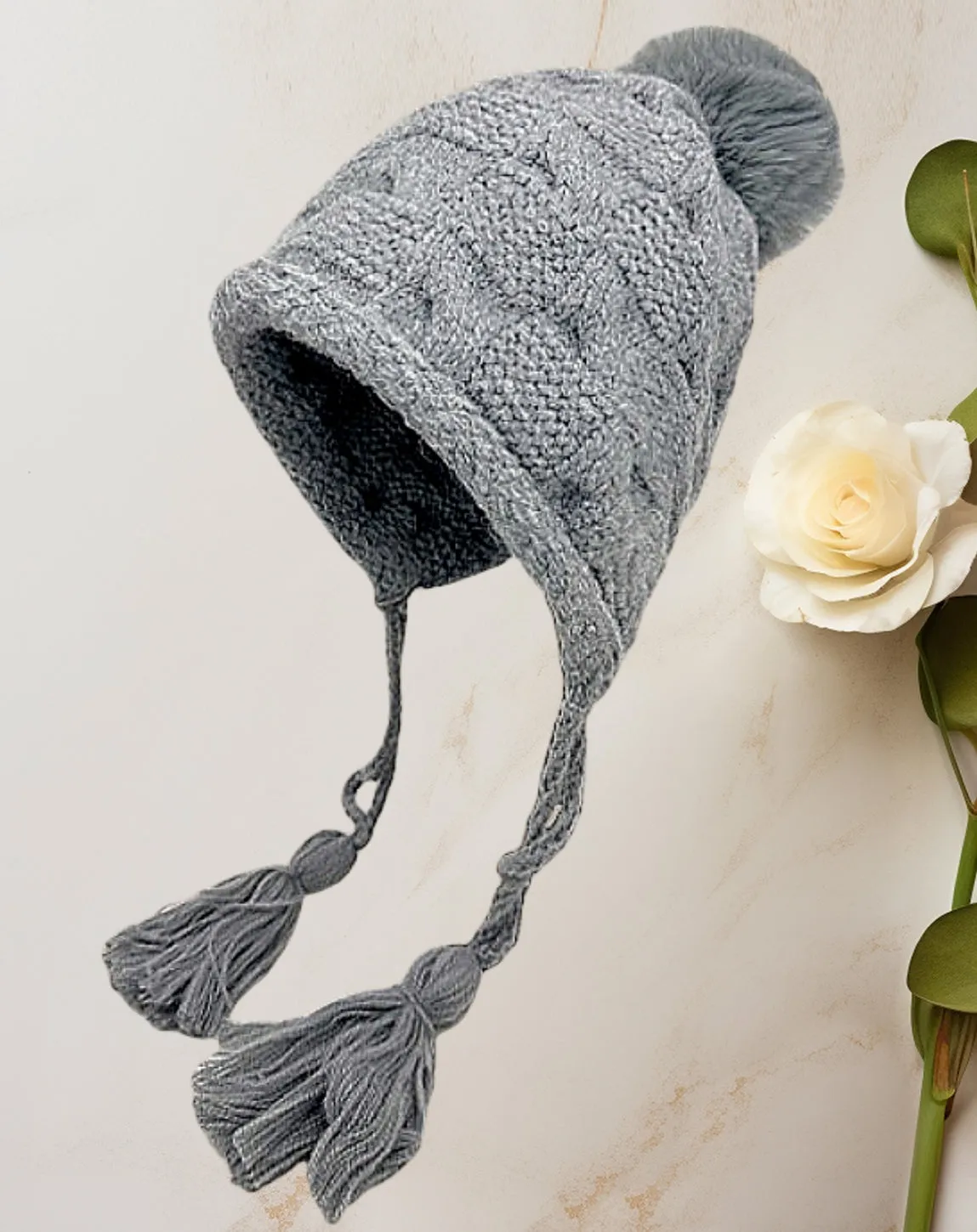 JCH903345 Chic Knitted Cozy Stylish Pom-Pom Tassel Hat