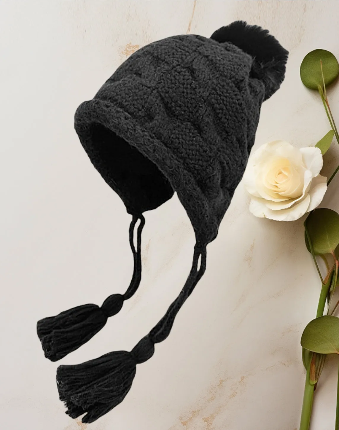 JCH903345 Chic Knitted Cozy Stylish Pom-Pom Tassel Hat