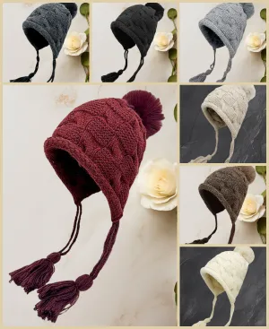 JCH903345 Chic Knitted Cozy Stylish Pom-Pom Tassel Hat