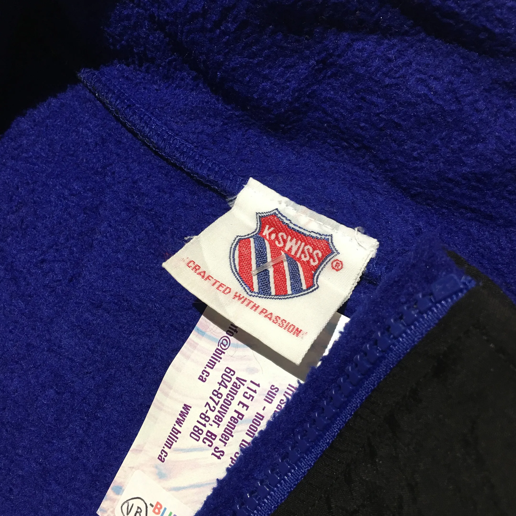 K-Swiss Black Nylon and Blue Fleece Half Zip Jacket