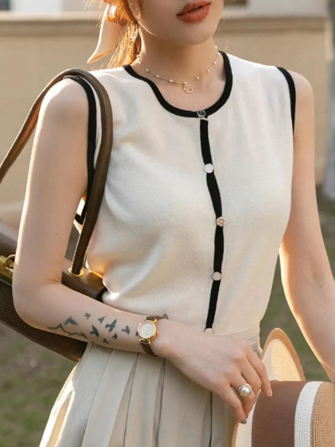 Knitted Sleeveless Cardigan Vest