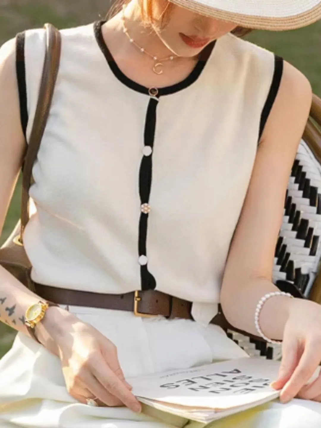 Knitted Sleeveless Cardigan Vest