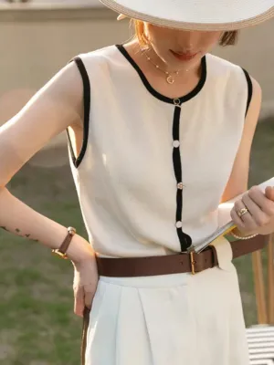 Knitted Sleeveless Cardigan Vest