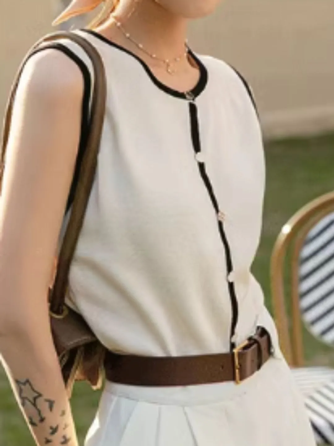 Knitted Sleeveless Cardigan Vest