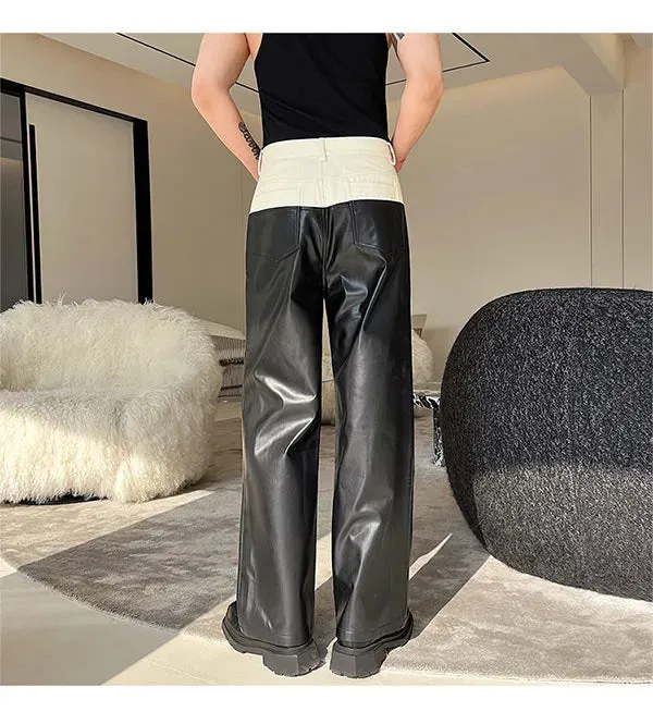 Men's Monochrome Faux Leather Pants