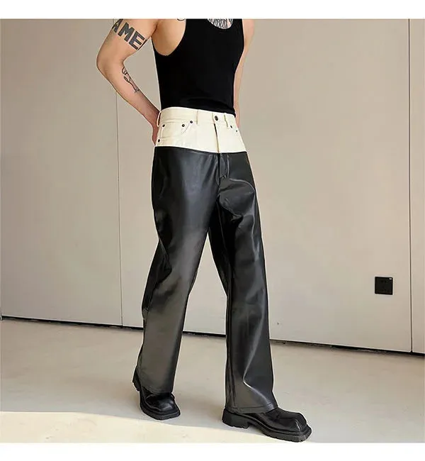Men's Monochrome Faux Leather Pants