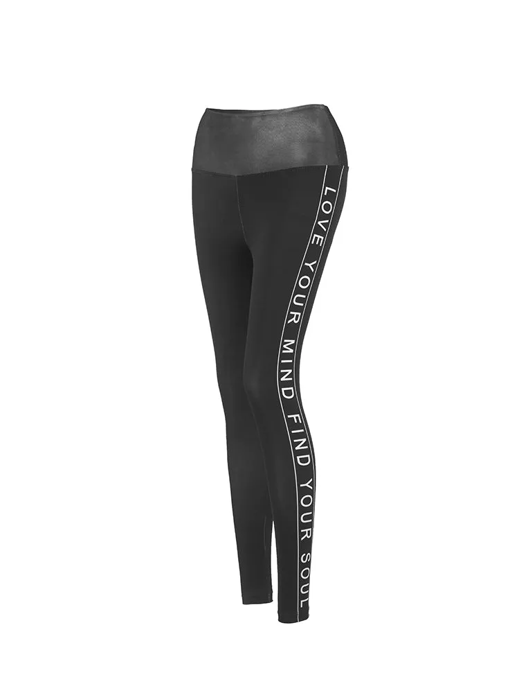MIP LOVE YOUR MIND FIND YOUR SOUL TAPED SKINNY LEGGINGS