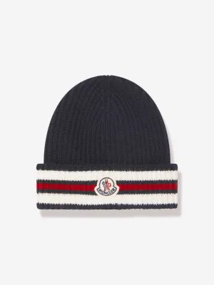 Moncler Enfant Baby Boys Wool Beanie Hat in Navy