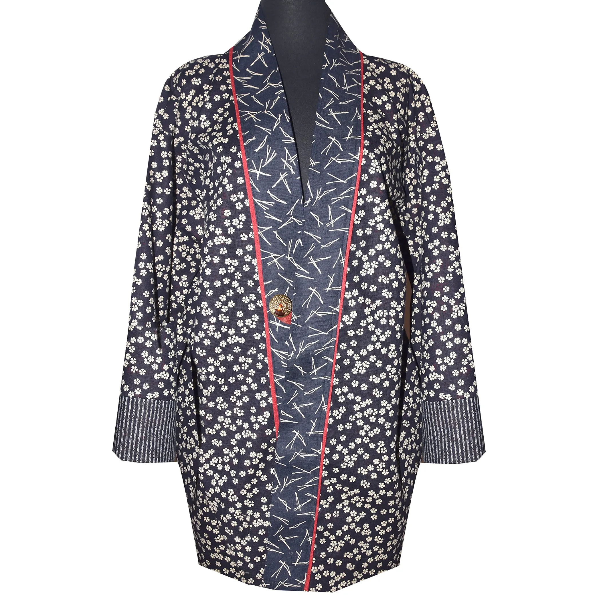 One of a Kind Handcrafted Japanese Indigo Print Kimono Jacket