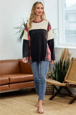Plaid Vintage Colorblock Pullover