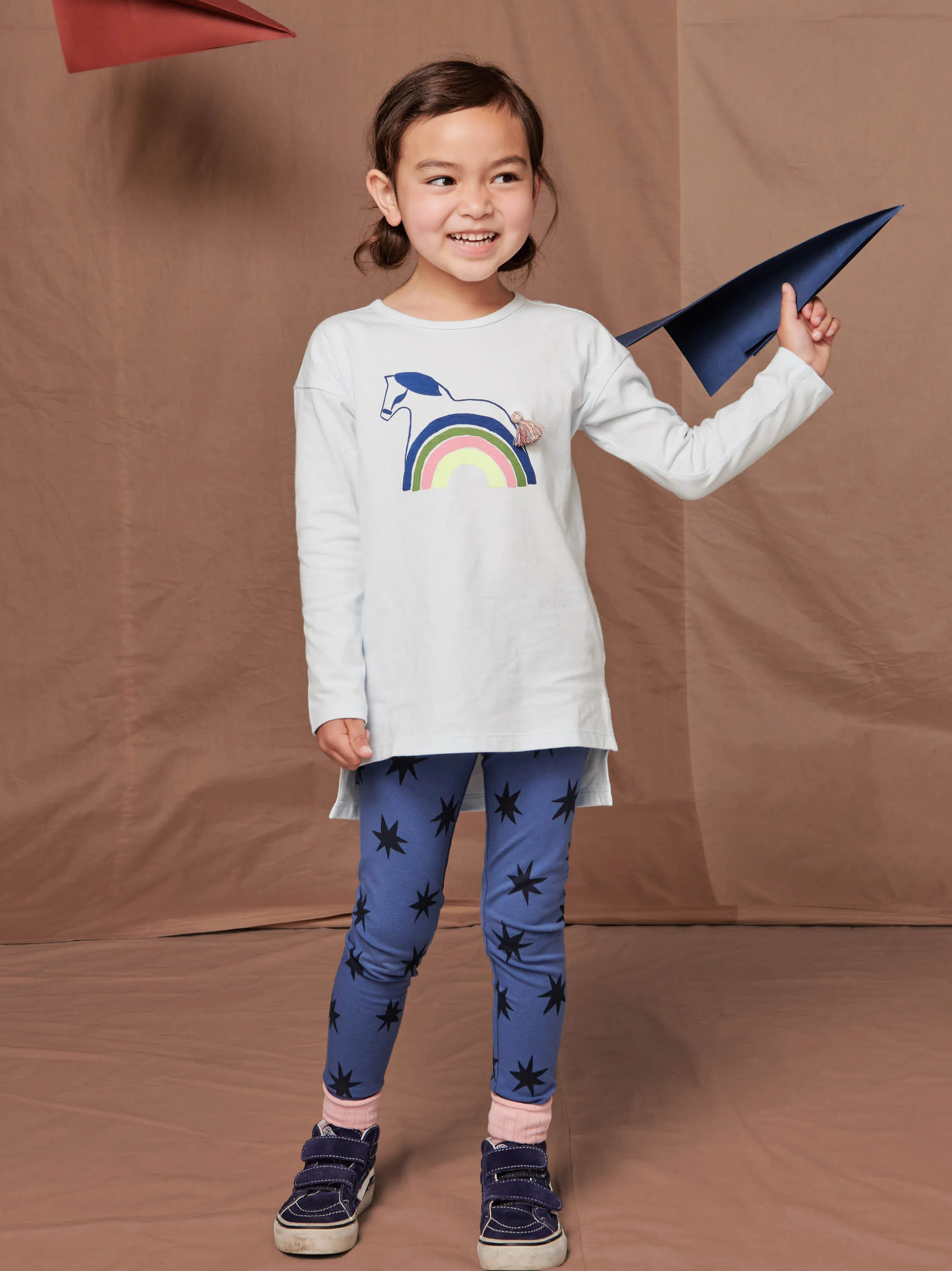 Printed Leggings- Lucky Star in Blue