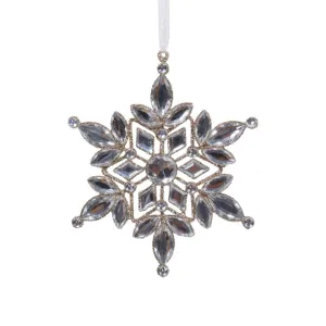 Pure Christmas Plastic Wire Gem Snowflake Christmas Decoration Silver 11cm