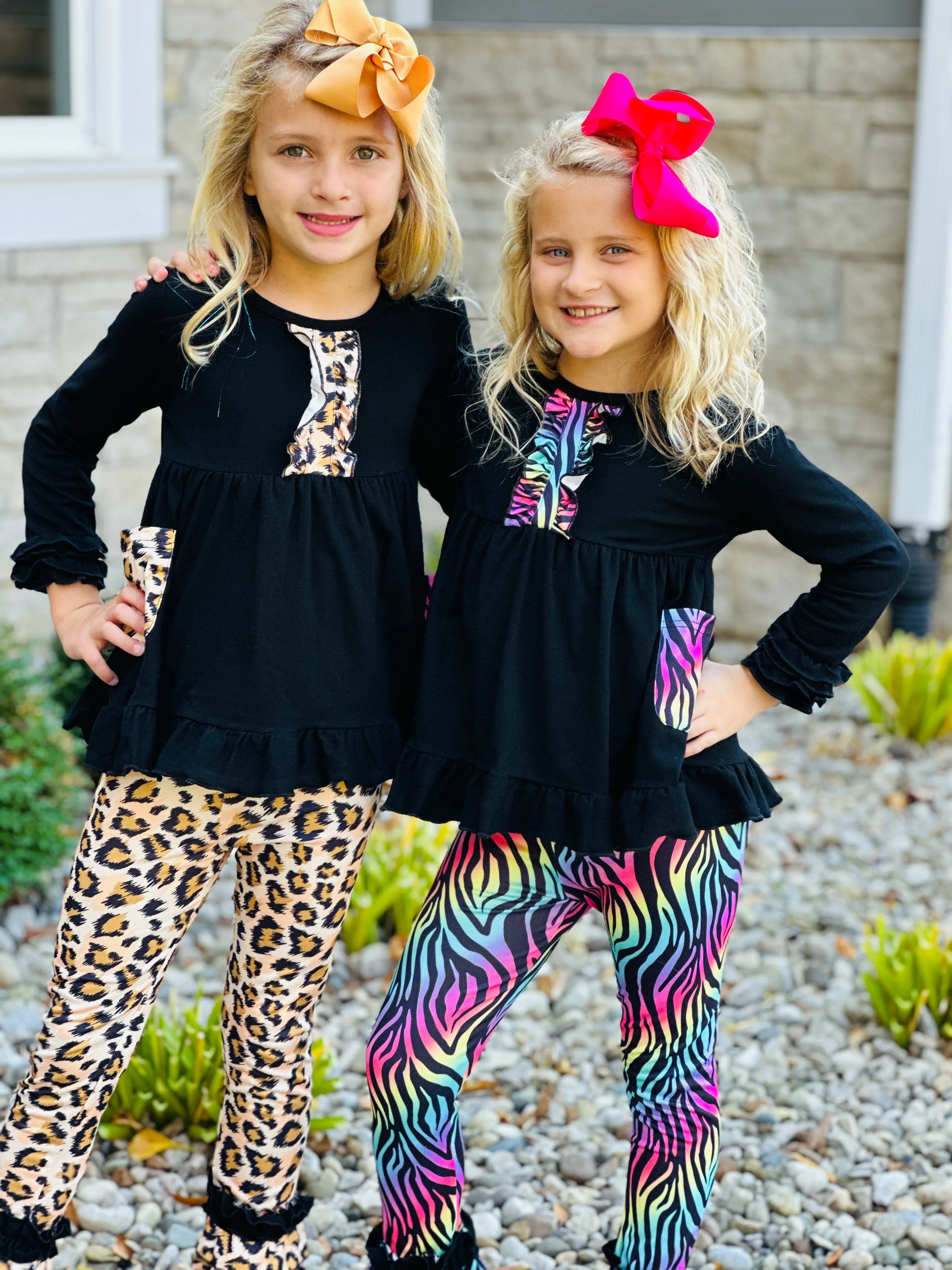 RG™ Neon Zebra Pocket Top  Ruffle Pants Set