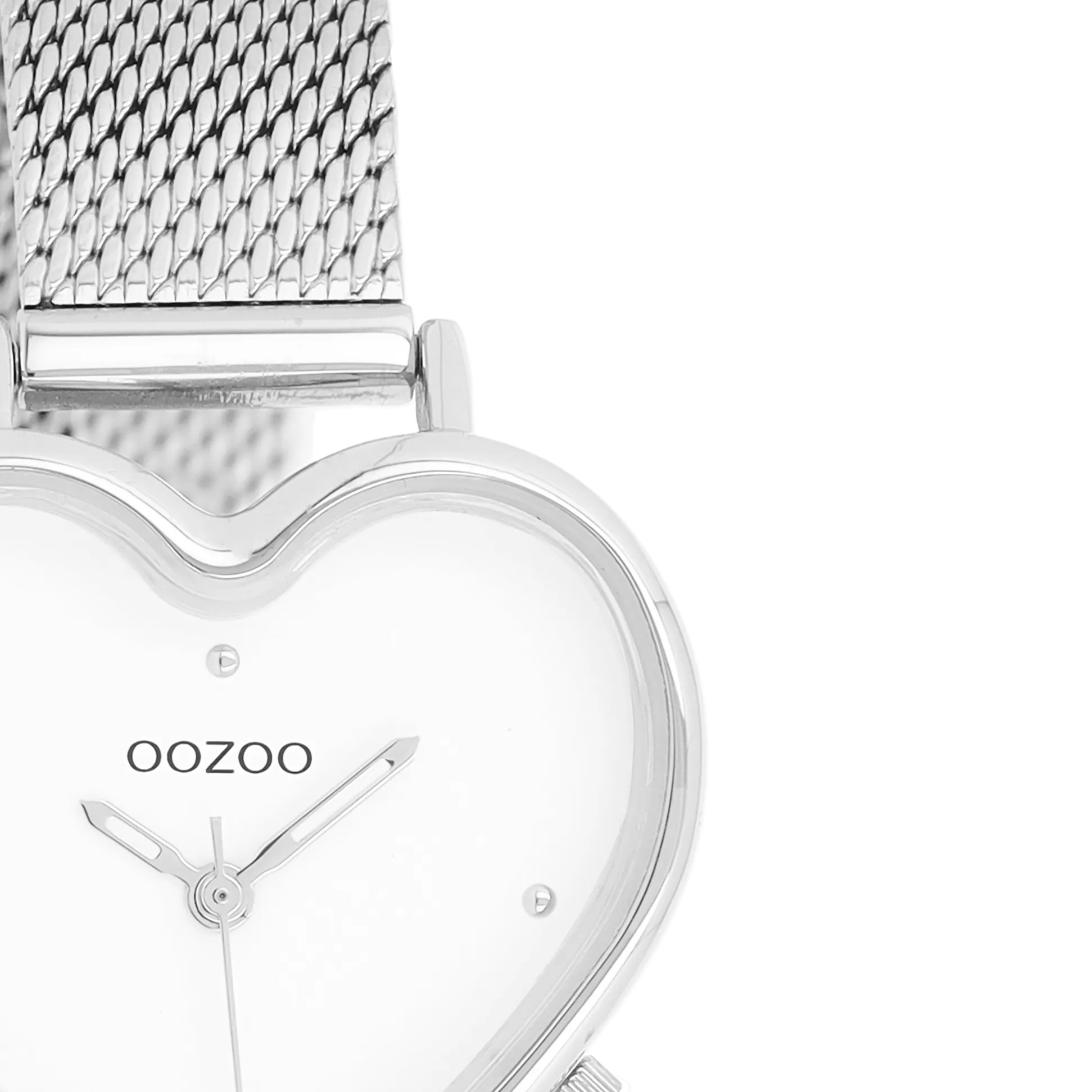 Silver coloured OOZOO watch with silver coloured metal mesh bracelet - C11413