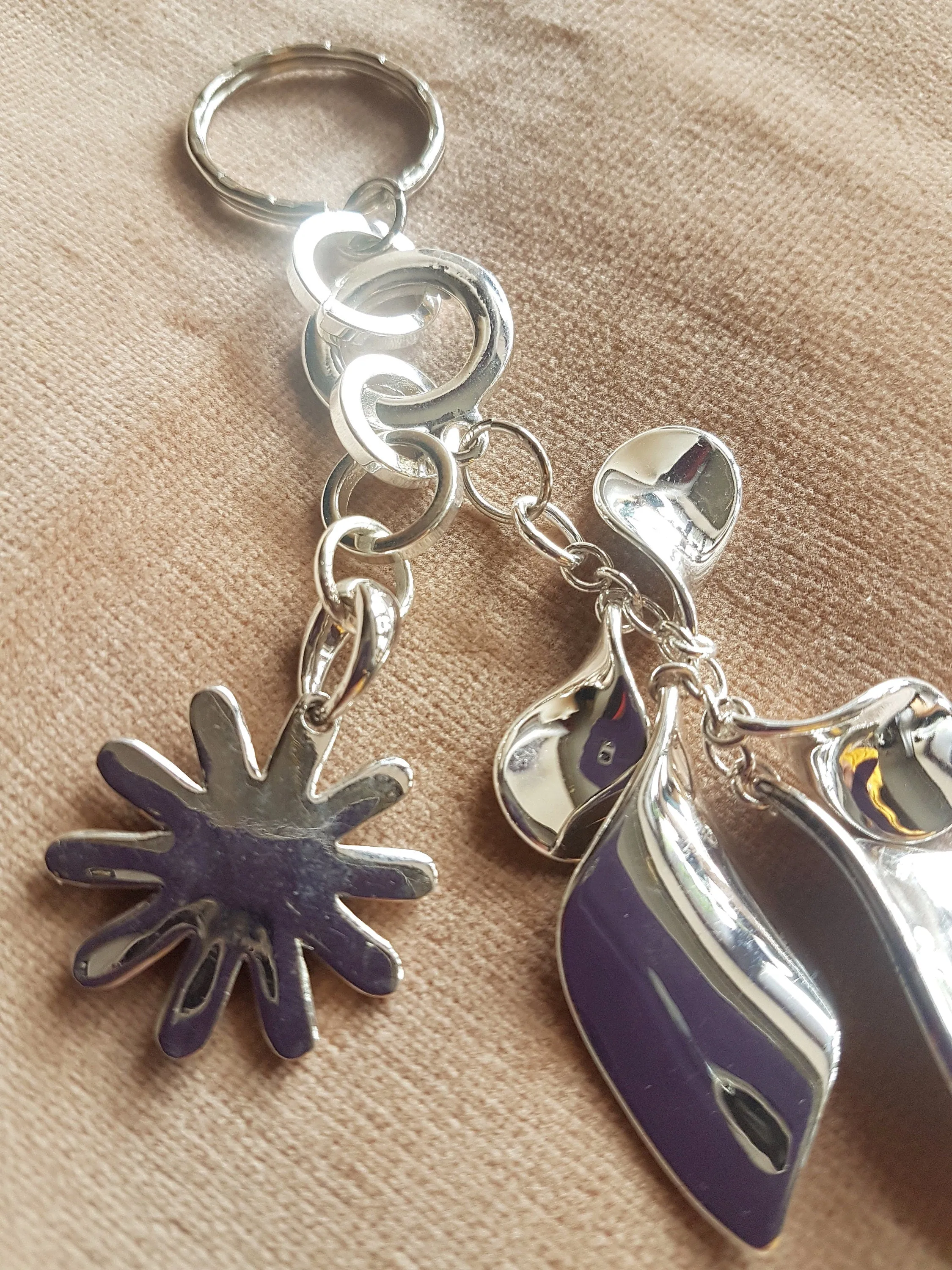 Silver Flower Leaves Silver Bag Charm