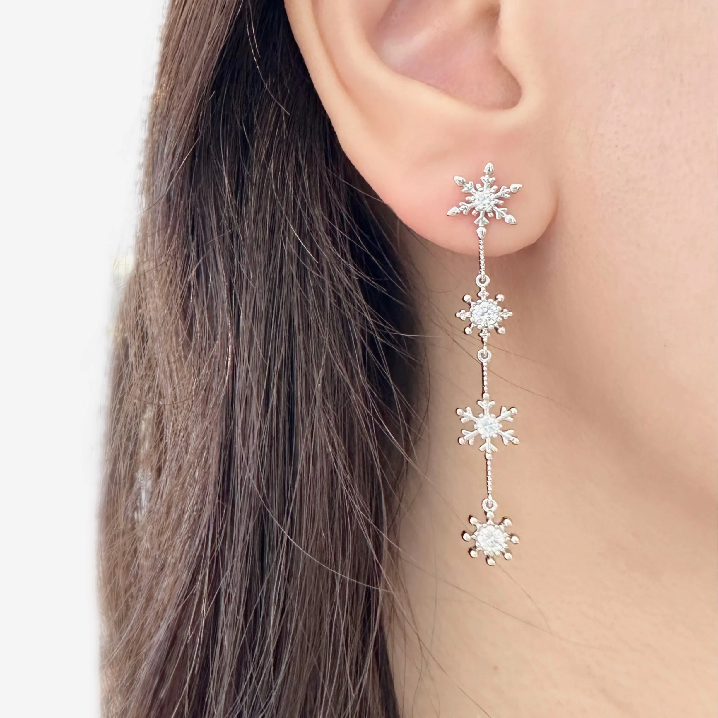 Silver Mystic Snow Earrings