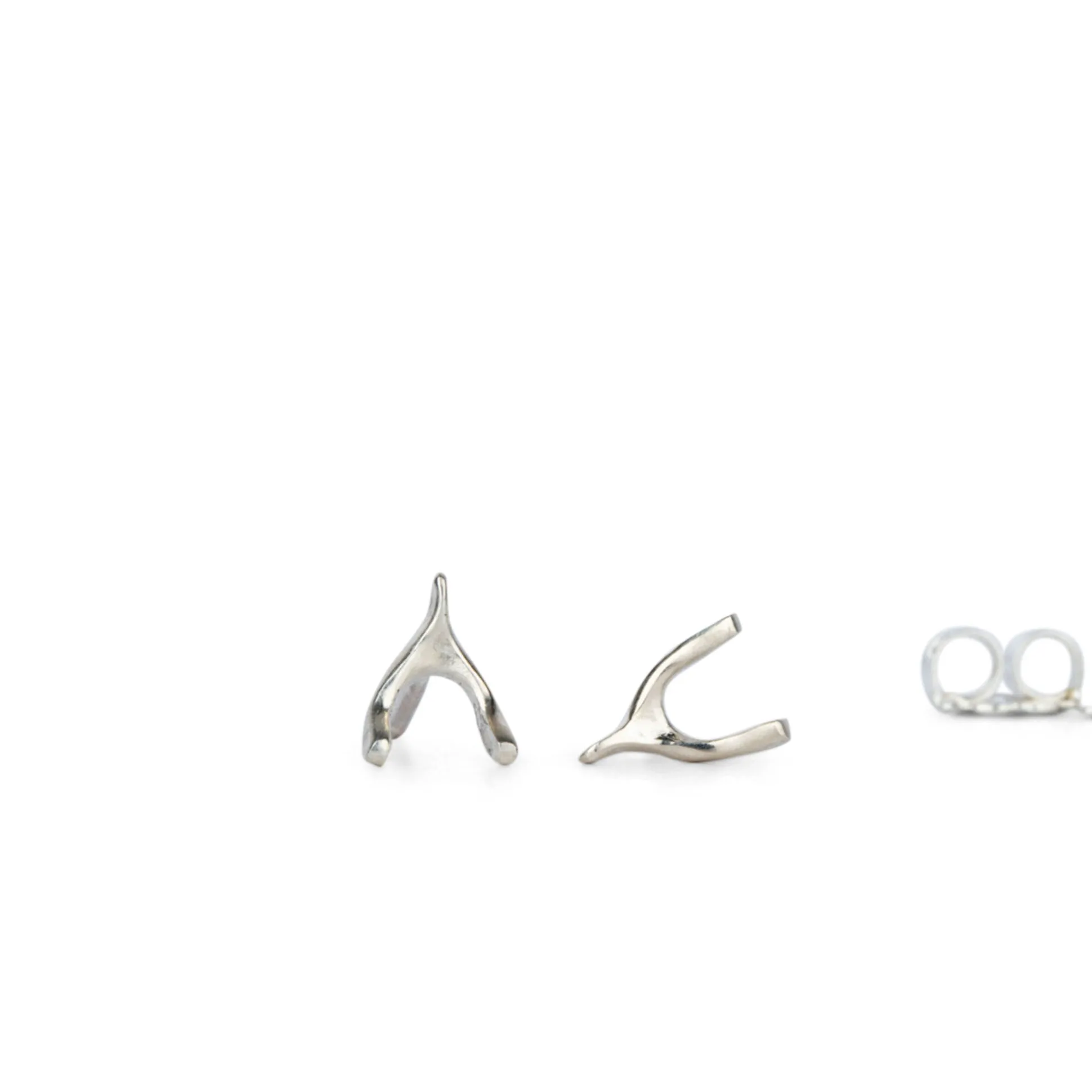Silver Wishbone Stud Earrings