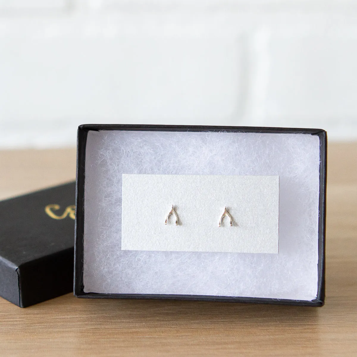 Silver Wishbone Stud Earrings