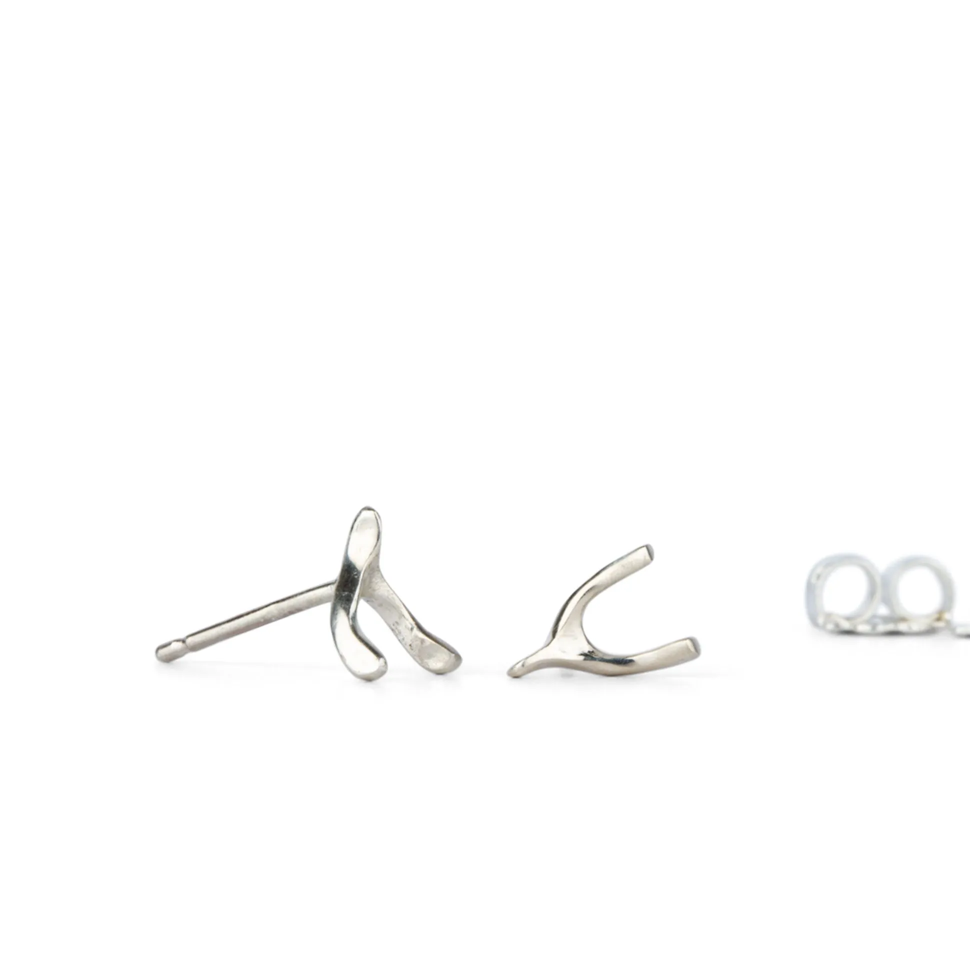 Silver Wishbone Stud Earrings