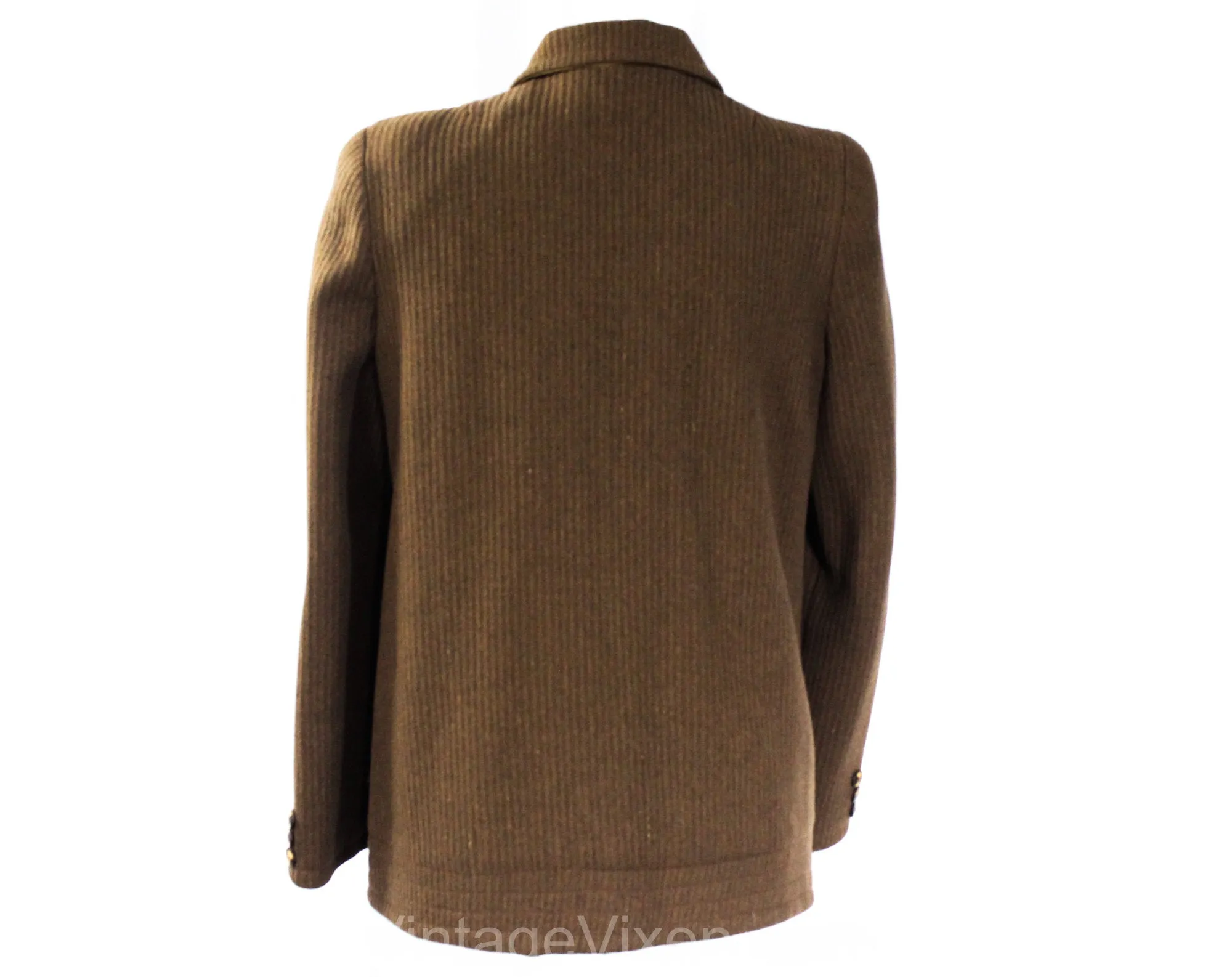 Size 6 1930s Reversible Coat - Authentic 30's Wool Tweed & Cotton Canvas Jacket with Art Deco Buttons - Rustic Ladies Work Wear - Bust 36