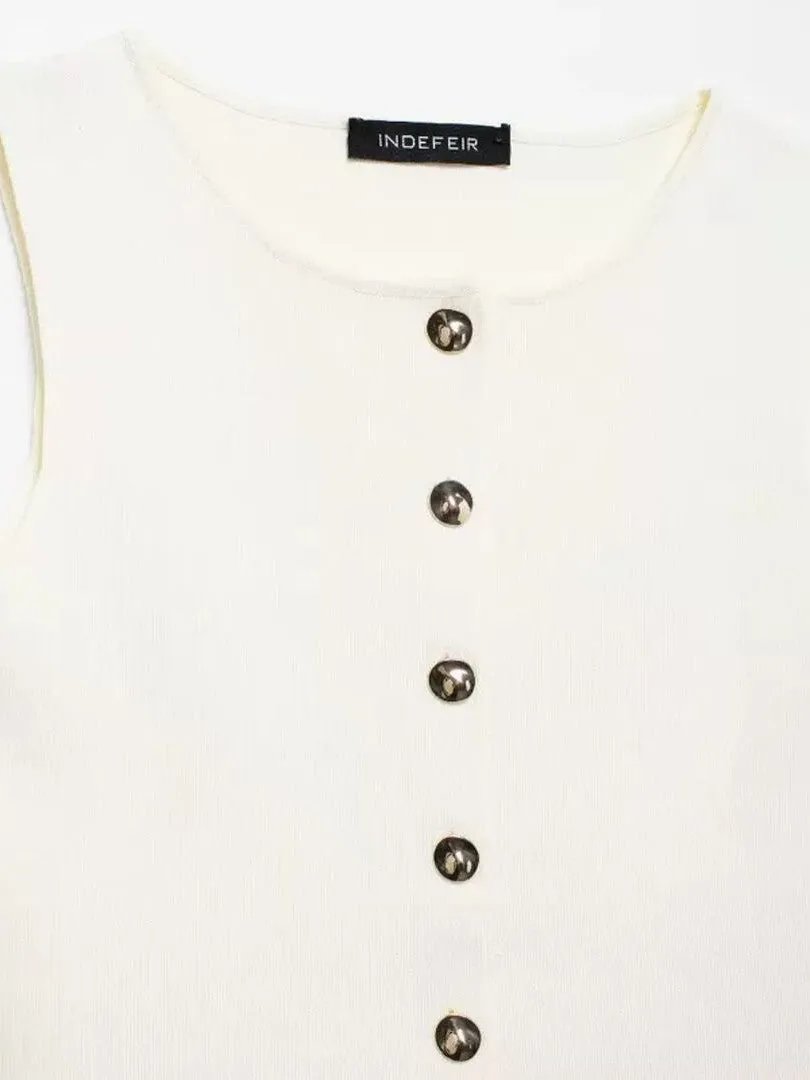 Sleeveless Button-up Vest Top